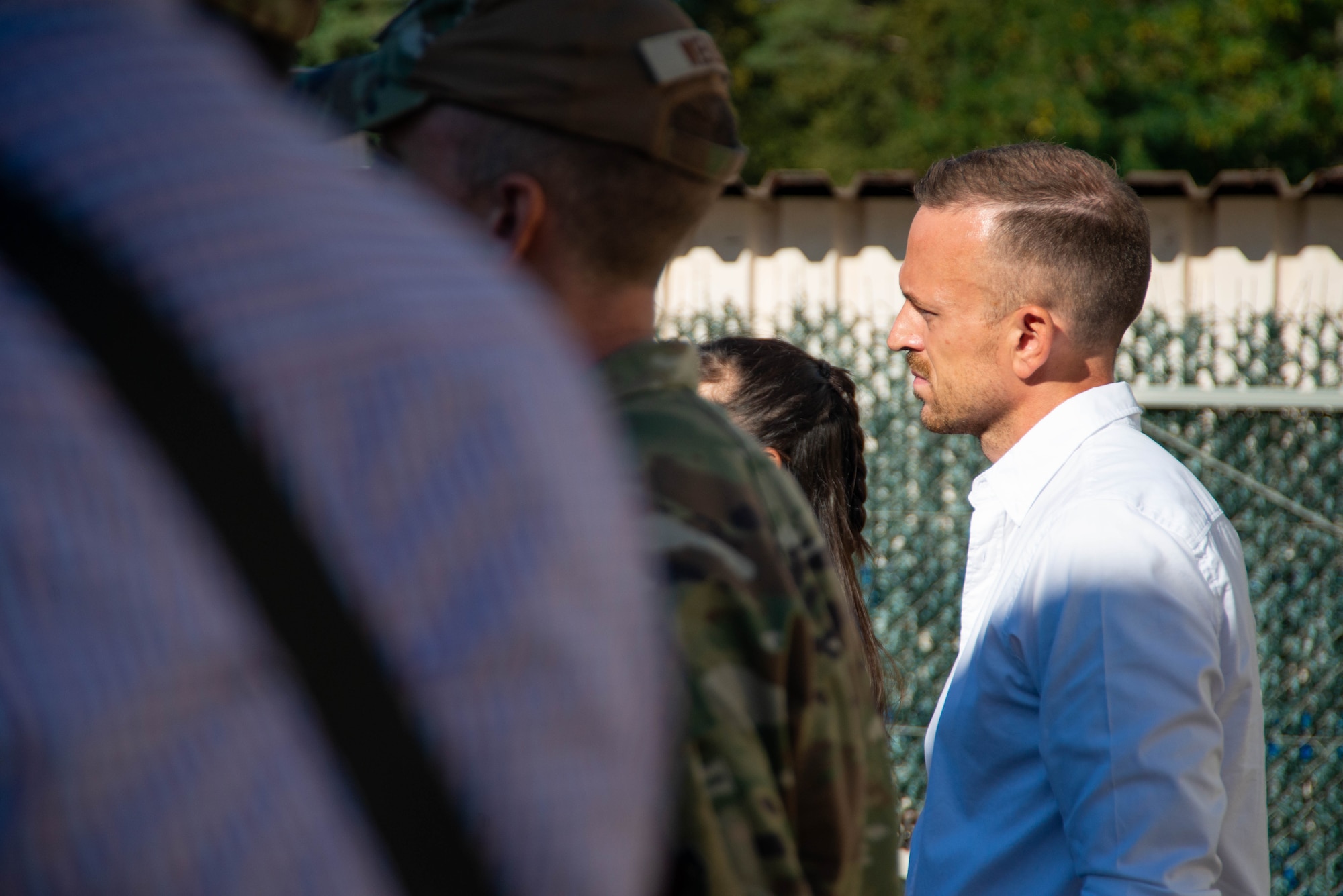 86th Civil Engineer Group honorary commander listens to an explanation of the capabilities of different shops within the 86th CEG during an immersion tour
