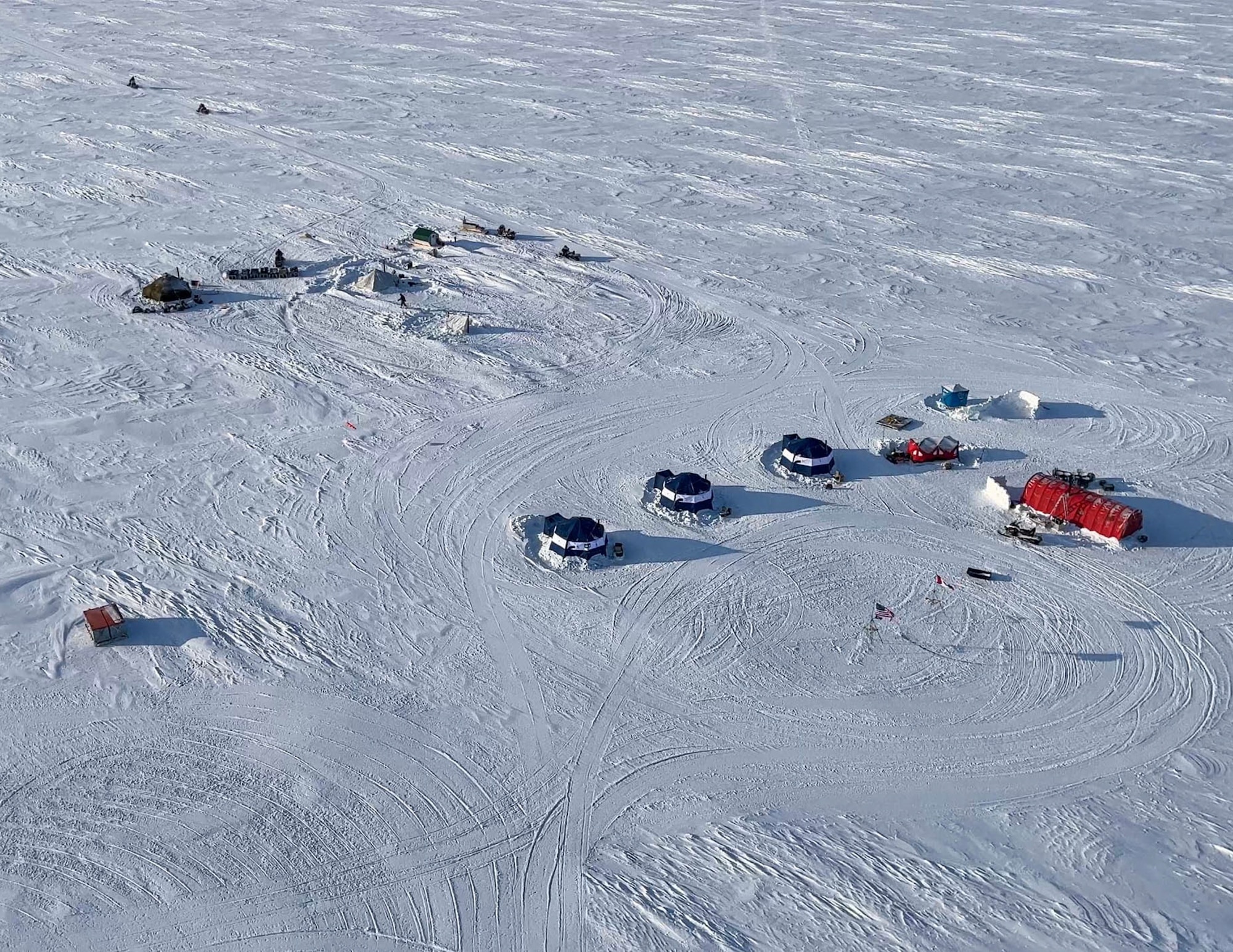 U.S. Air Force Airmen from the 109th and 133rd Airlift Wings set up camp in Resolute Bay, Nunavut, Canada, March 13, 2023.