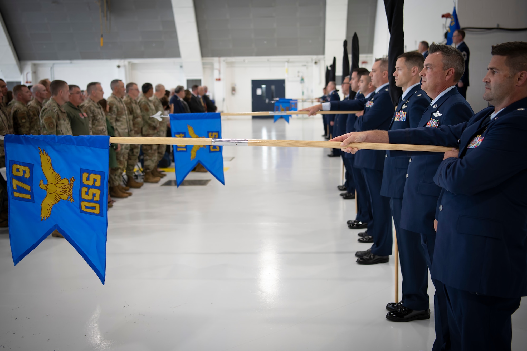 Squadron guidon flags presented at 179th redesignation ceremony