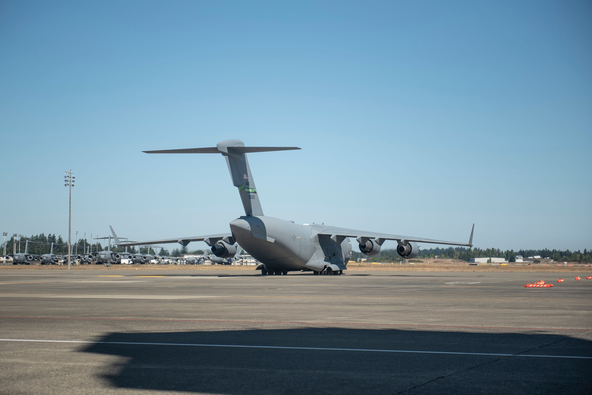 Spouses day provided a unique opportunity for service members’ spouses to receive a mission brief and participate in a flight on a C-17 Globemaster III. (U.S. Air Force photos by Airman 1st Class Kylee Tyus)