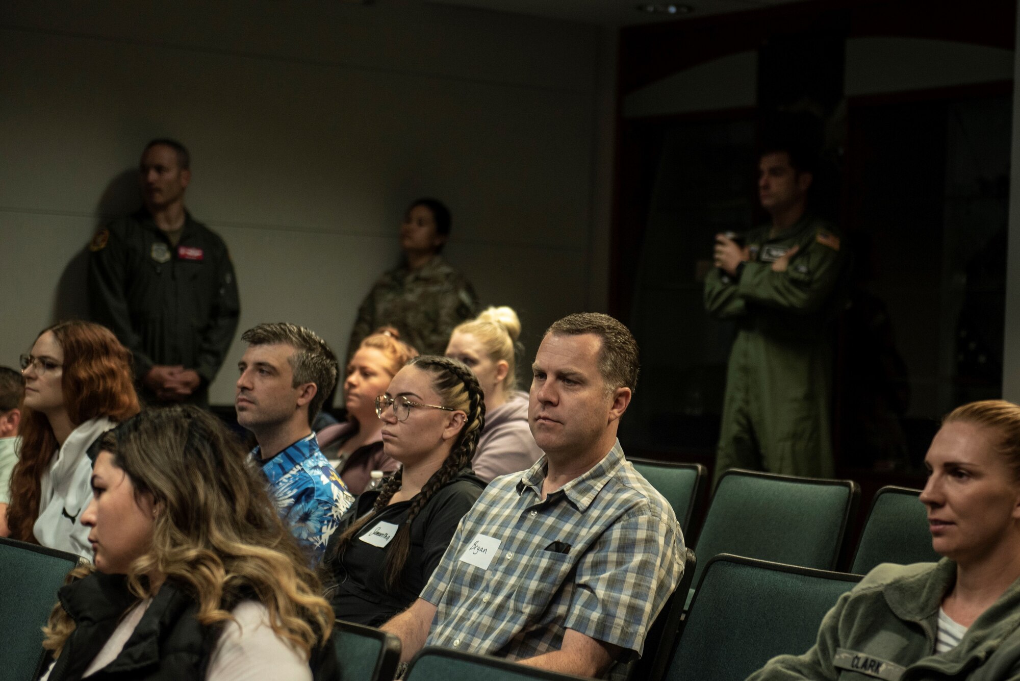 Spouses day provided a unique opportunity for service members’ spouses to receive a mission brief and participate in a flight on a C-17 Globemaster III. (U.S. Air Force photos by Airman 1st Class Kylee Tyus)