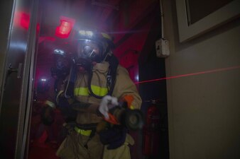 USS Makin Island (LHD 8) fire drill.