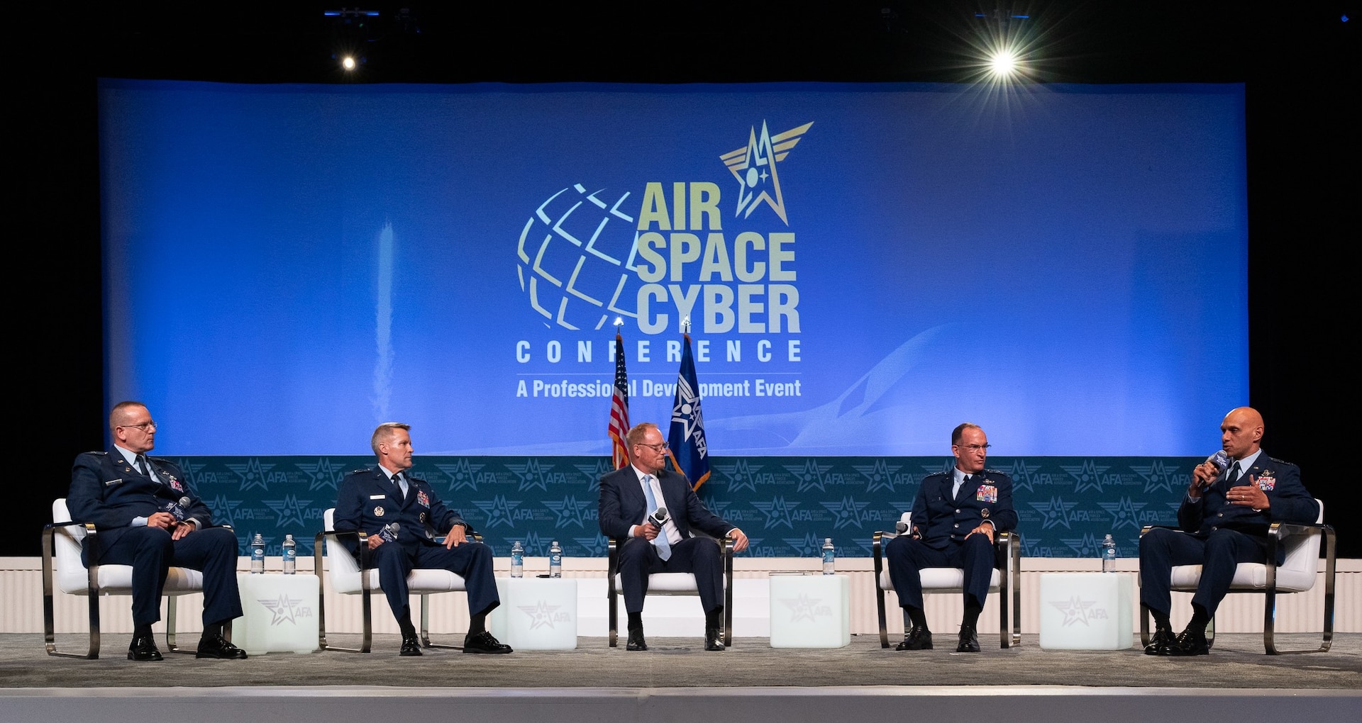 group of Airmen on stage at AFA