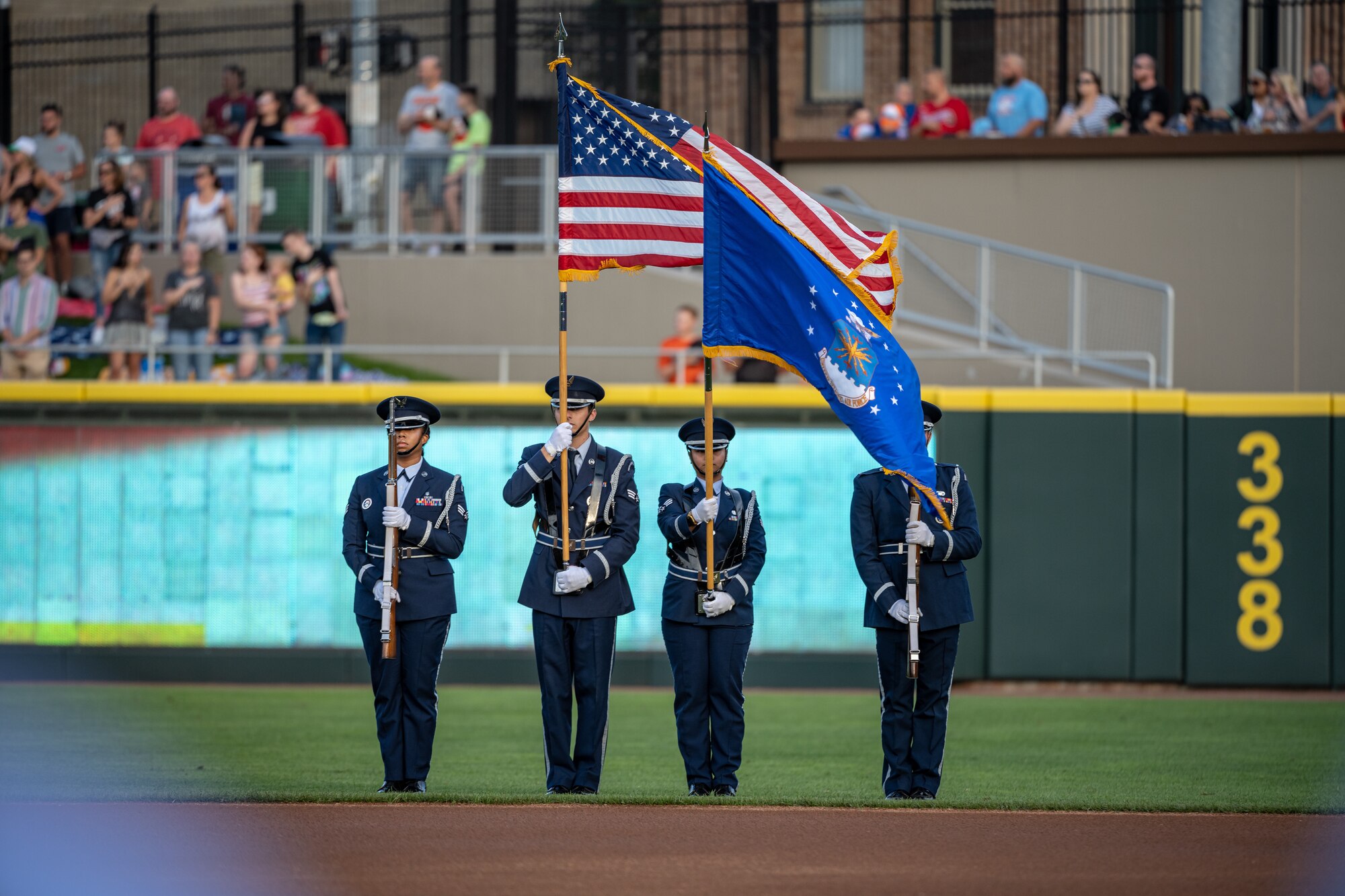 WPAFB Honor Guard present the colors during the National Anthem.