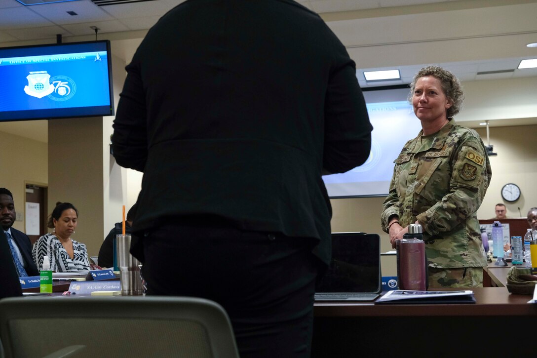 Col. Amy Bumgarner, OSI's commander, attends a Diversity + Inclusion Council roundtable in Quantico, Virginia, focusing on advancing diversity, equity, inclusion, and accessibility (DEIA) within the organization, from Aug. 7-10, 2023.