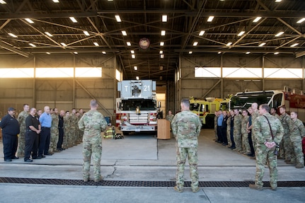 The 628th Civil Engineer Squadron fire department hold a ceremony.