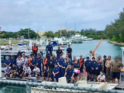 U.S. Coast Guard Forces Micronesia/Sector Guam and Station Apra Harbor personnel team up with seven local CNMI departments to conduct a comprehensive Search and Rescue Exercise off the coast of Saipan near Managaha Island on Sept. 7 and 8, 2023. Building upon the foundations of a 2022 SAREX, this two-day event showcased interagency coordination, expertise, and invaluable training that are critical for the success of real-world search and rescue operations. The event involved more than 40 participants from various agencies, including the Department of Public Safety, Department of Fire and Emergency Management Services, Customs and Biosecurity, CPA Port Police, and several environmental quality departments. It commenced with a simulated 911 call reporting a vessel on fire a few nautical miles off the coast. Six boats carrying over 30 rescue personnel were underway within an hour, implementing the search pattern lessons the Coast Guard team provided the previous day. (Photo courtesy CNMI DFEMS)