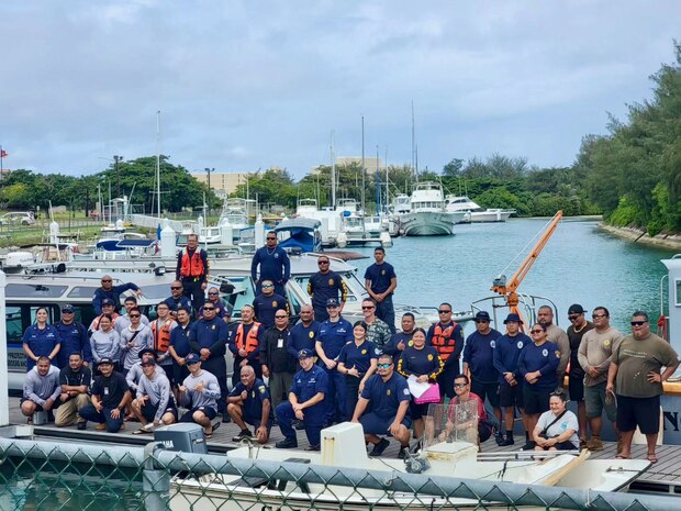 U.S. Coast Guard Forces Micronesia/Sector Guam and Station Apra Harbor personnel team up with seven local CNMI departments to conduct a comprehensive Search and Rescue Exercise off the coast of Saipan near Managaha Island on Sept. 7 and 8, 2023. Building upon the foundations of a 2022 SAREX, this two-day event showcased interagency coordination, expertise, and invaluable training that are critical for the success of real-world search and rescue operations. The event involved more than 40 participants from various agencies, including the Department of Public Safety, Department of Fire and Emergency Management Services, Customs and Biosecurity, CPA Port Police, and several environmental quality departments. It commenced with a simulated 911 call reporting a vessel on fire a few nautical miles off the coast. Six boats carrying over 30 rescue personnel were underway within an hour, implementing the search pattern lessons the Coast Guard team provided the previous day. (Photo courtesy CNMI DFEMS)