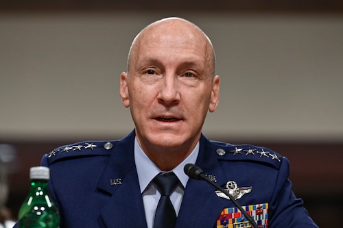 Air Force Vice Chief of Staff Gen. David W. Allvin testifies before the Senate Armed Services Committee on Capitol Hill for his nomination to be the next Air Force chief of staff, in Washington, D.C., Sept. 12, 2023. (U.S. Air Force photo by Eric Dietrich)