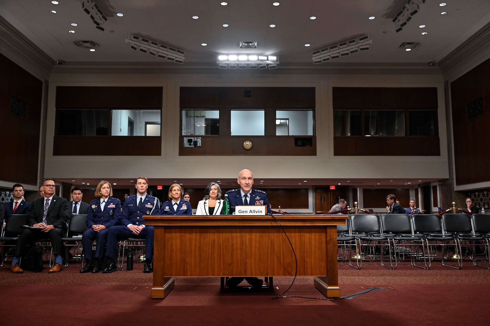 Air Force Vice Chief of Staff Gen. David W. Allvin testifies before the Senate Armed Services Committee on Capitol Hill for his nomination to be the next Air Force chief of staff, in Washington, D.C., Sept. 12, 2023. (U.S. Air Force photo by Eric Dietrich)