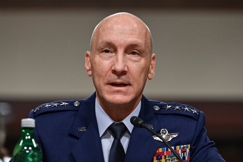 Air Force Vice Chief of Staff Gen. David W. Allvin testifies before the Senate Armed Services Committee on Capitol Hill for his nomination to be the next Air Force chief of staff, in Washington, D.C., Sept. 12, 2023. (U.S. Air Force photo by Eric Dietrich)