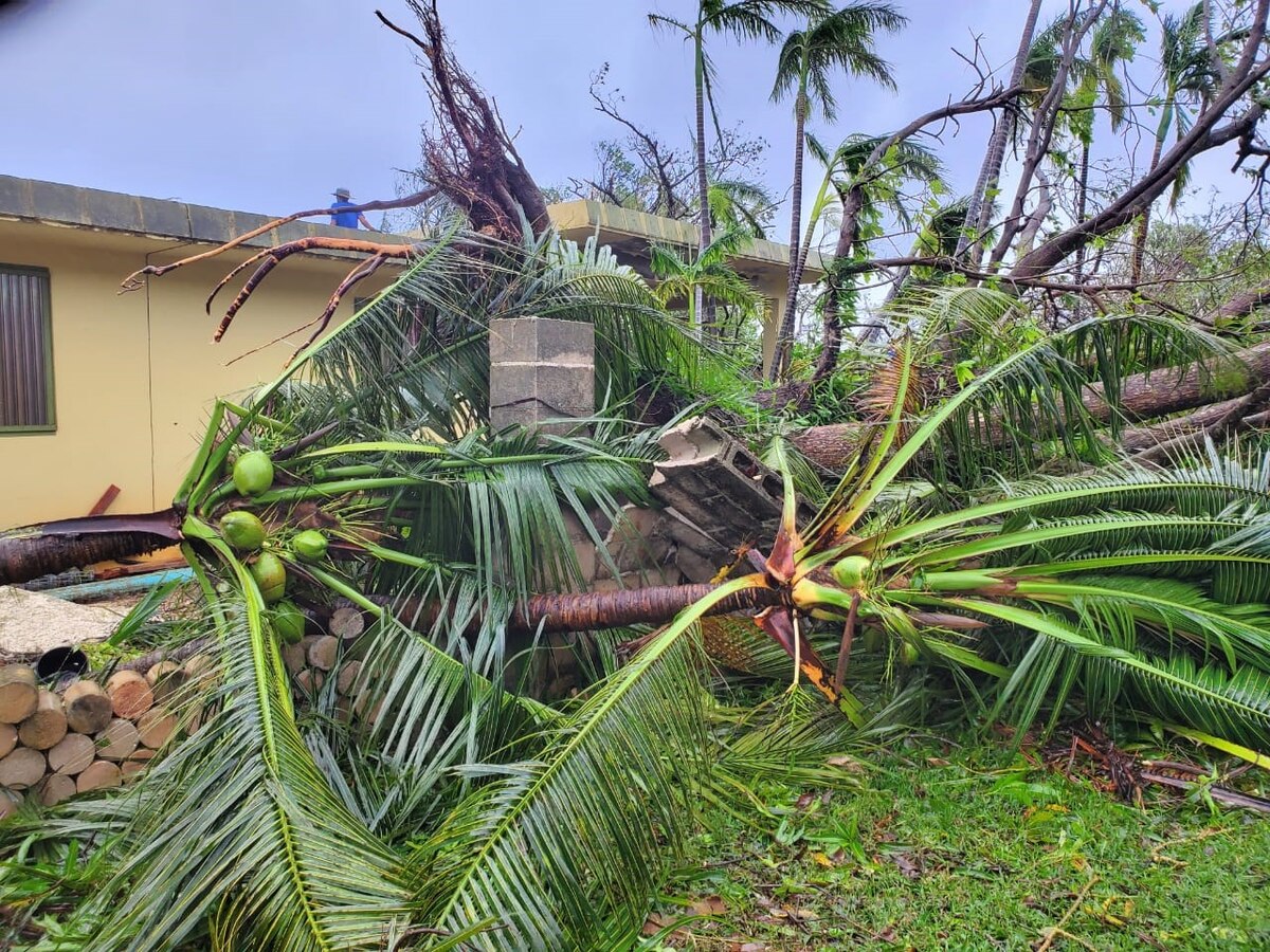 Typhoon Mawar making landfall