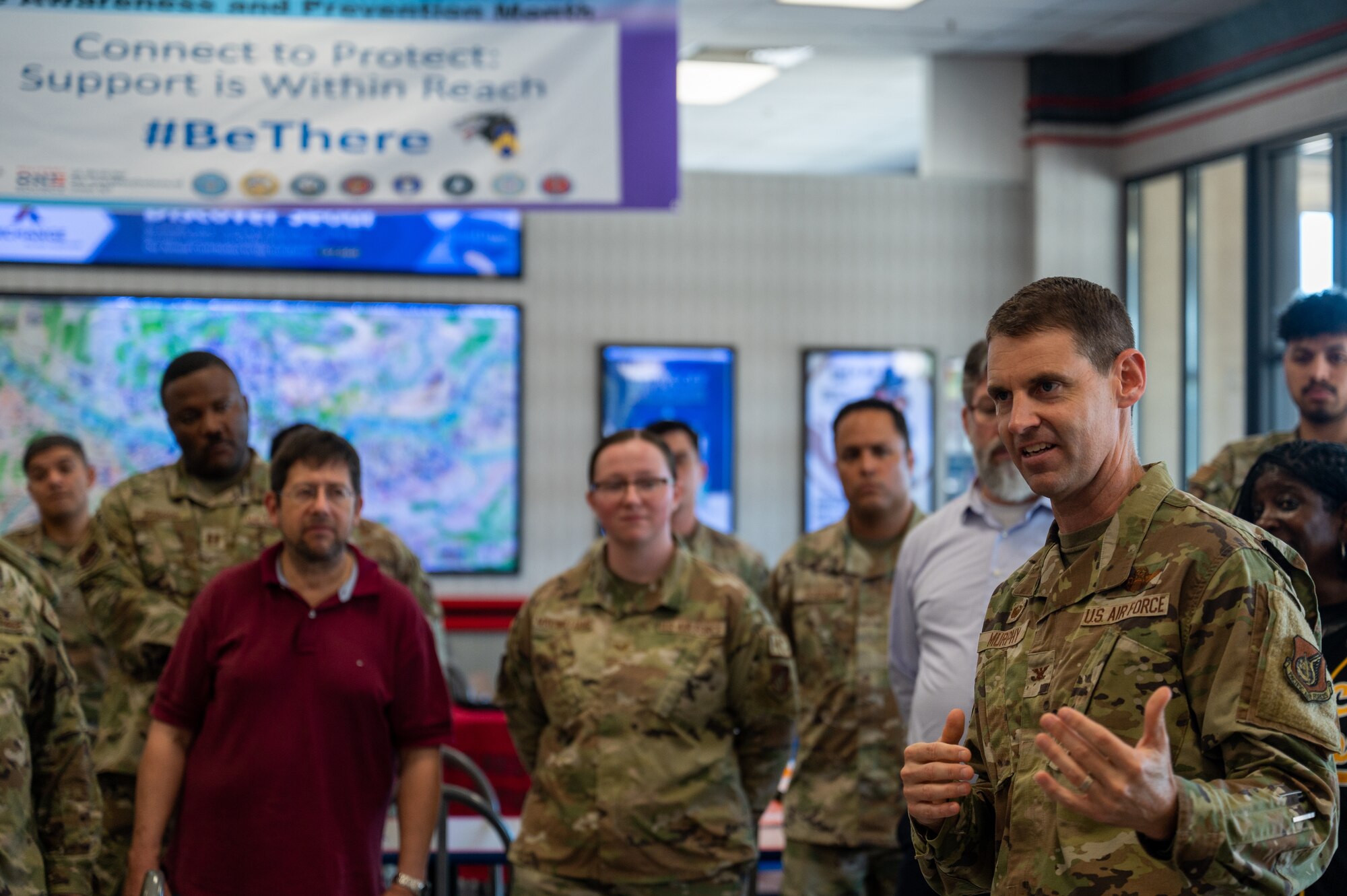 Col. Timothy B. Murphy delivers remarks during the Suicide Prevention and Awareness Month proclamation signing.
