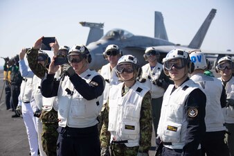 USS Gerald R. Ford (CVN 78) hosts Estonian parliament and military visitors.