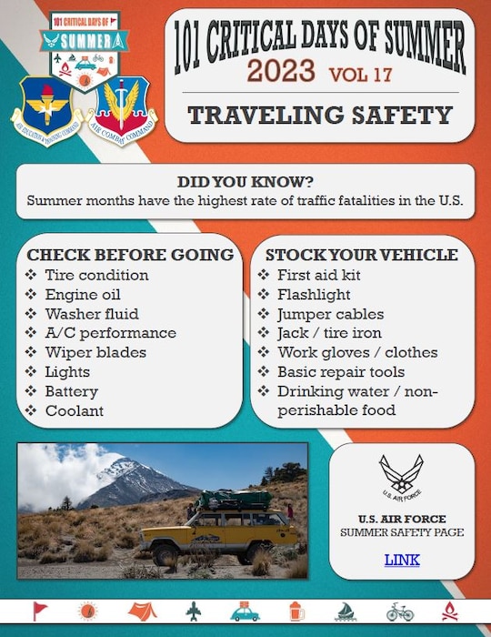 Graphic of 101 Critical Days of Summer Weekly Messaging - Volume 15: Traveling Safety