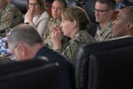 Defense Logistics Agency Director Vice Adm. Michelle Skubic  addresses senior logistics leaders from the U.S. Air Force and DLA at the annual Air Force/DLA Day Sept. 8 at the McNamara Headquarters Complex.