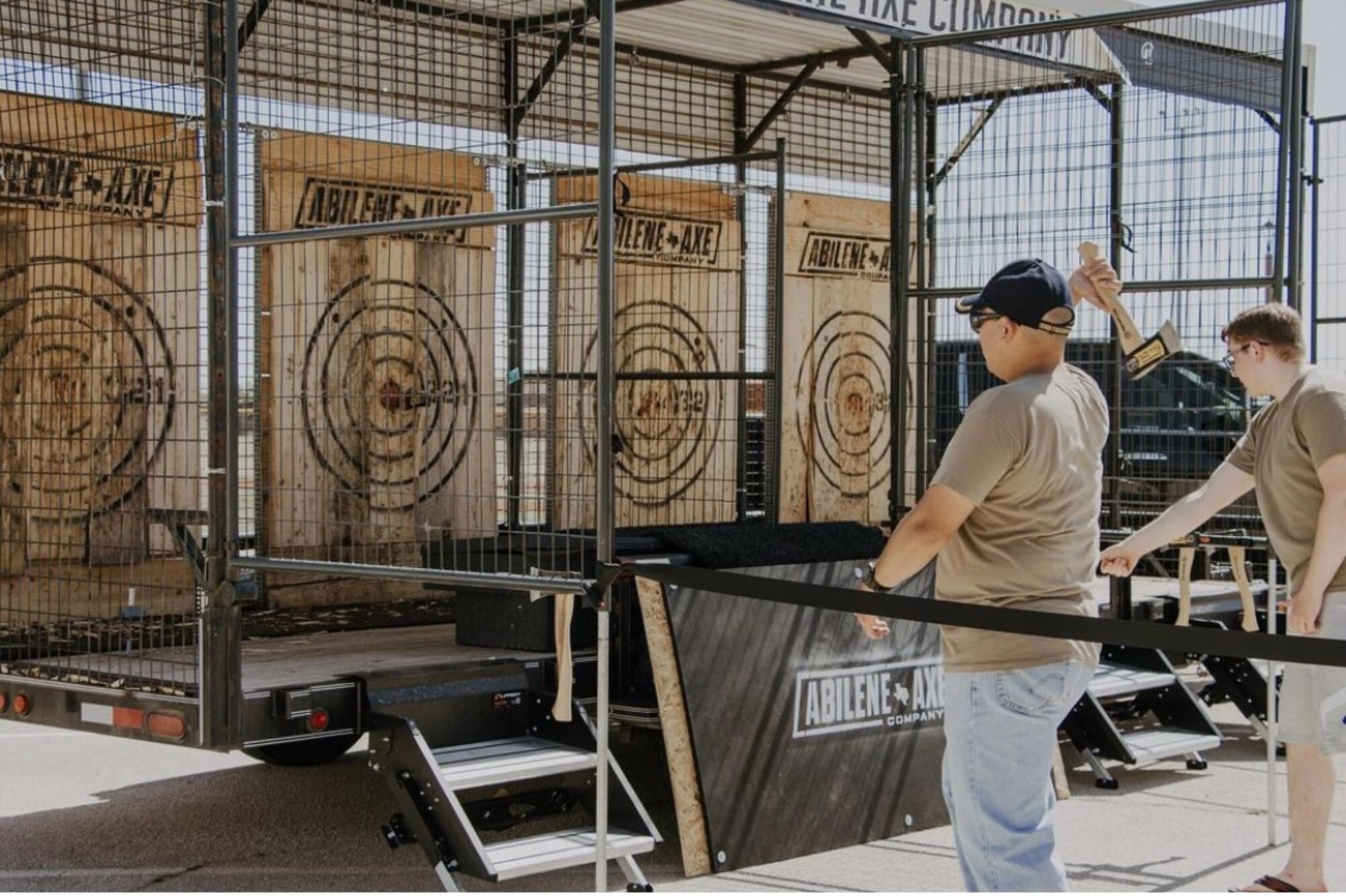 Members from Dyess Air Force Base, Texas, throw axes