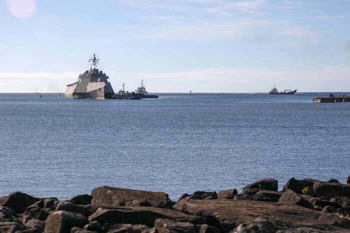 USS Jackson (LCS 6) arrives in Apia, Samoa.