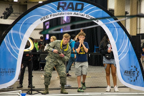 AFJROTC cadet participates in aerial drone competition.