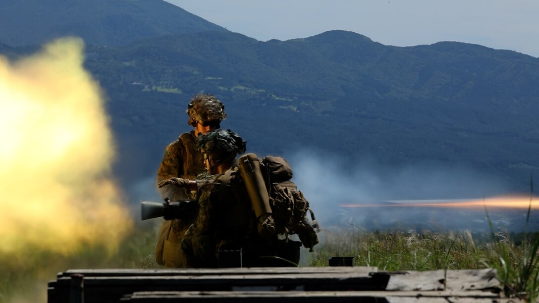 U.S. Marines fire an M3E1 Multi-purpose Anti-armor Anti-personnel Weapon System during Fuji Viper 23.3 at Combined Arms Training Center Camp Fuji, Japan, Aug 29, 2023. Fuji Viper is an annual exercise that enables Marines operating in Japan the opportunity to conduct combined arms live-fire training and maintain operational readiness, tactical proficiency, and lethality within the first island chain. 3d Battalion, 5th Marines is forward deployed in the Indo-Pacific under 4th Marines, 3d Marine Division as part of the Unit Deployment Program.
