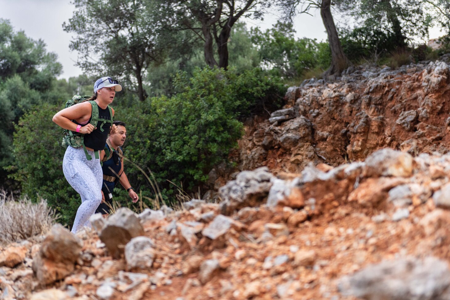 Competitors affiliated with Navy Support Activity Souda Bay, NATO and Hellenic armed forces take part in a 10.4-kilometer hike as part of the 20th Eco-Challenge event hosted by NSA Souda Bay and organized and executed by the Morale, Welfare and Recreation team on Sept. 9, 2023.