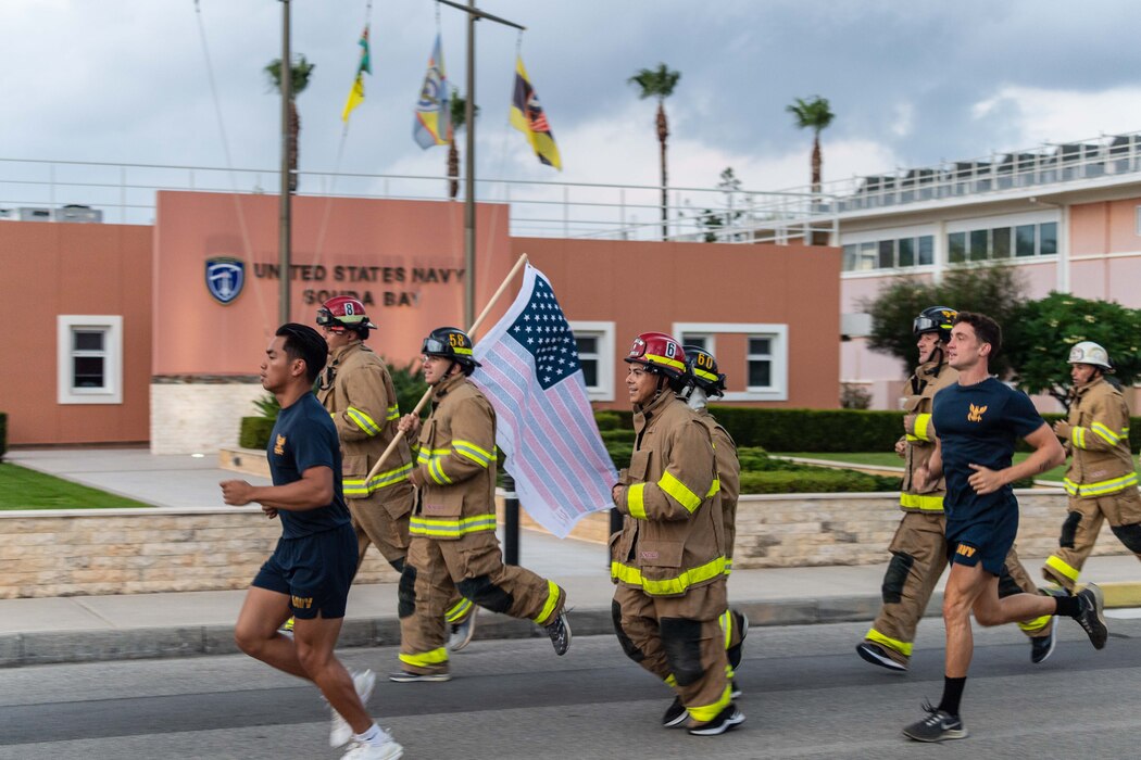 Personnel assigned to Naval Support Activity Souda Bay, Greece, participate in a 9/11 Remembrance Run, Sept. 11, 2023.