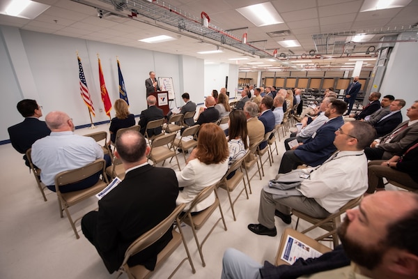 Naval Information Warfare Center (NIWC) Atlantic leaders held a ribbon-cutting ceremony on Sept. 7 in Stafford, Virginia, to officially open the doors of its new facility located minutes from Marine Corps Base Quantico. The NIWC Atlantic Quantico Site will be a key annex of the command’s Expeditionary Warfare Department, which has a long history of supporting the Marine Corps with information warfare solutions. Distinguished visitors from the U.S. Marine Corps attended, including Dr. Todd Calhoun, Marine Corps Systems Command executive director.