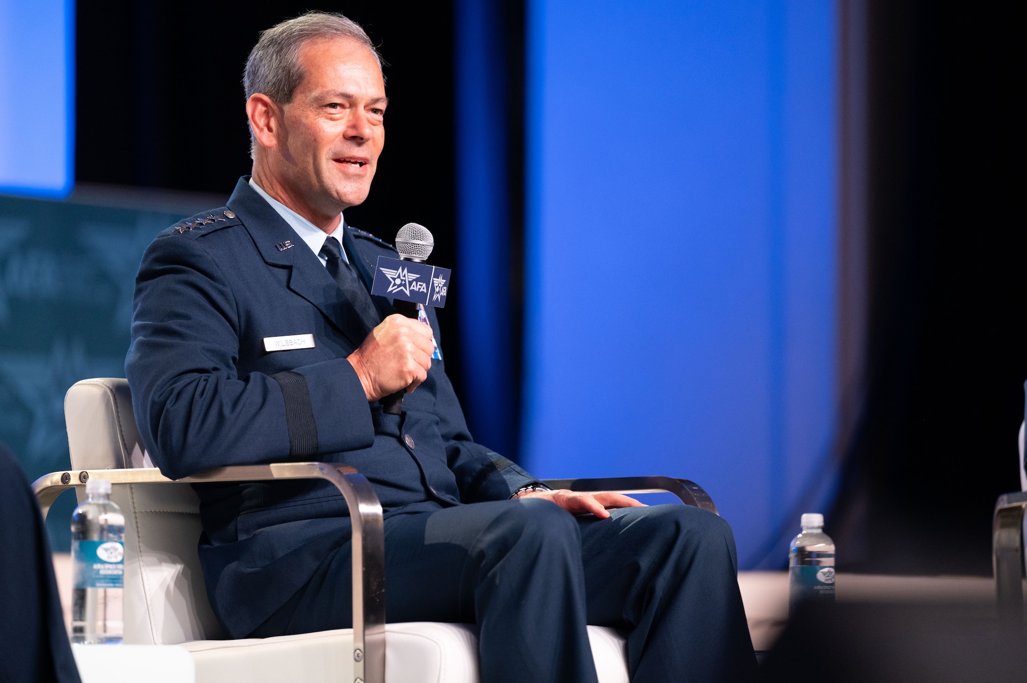 Gen. Ken Wilsbach, Pacific Air Forces commander, speaks on the panel ‘Ready to Compete, Fight, & Win in the Indo-Pacific’ at the Air and Space Forces Association’s Air, Space and Cyber Conference in National Harbor, Maryland, Sept. 13. Wilsbach touted PACAF as the leader in joint and combined operations as well as interoperability with Allies and partners. (U.S. Air Force photo by Master Sgt. Gena Armstrong)