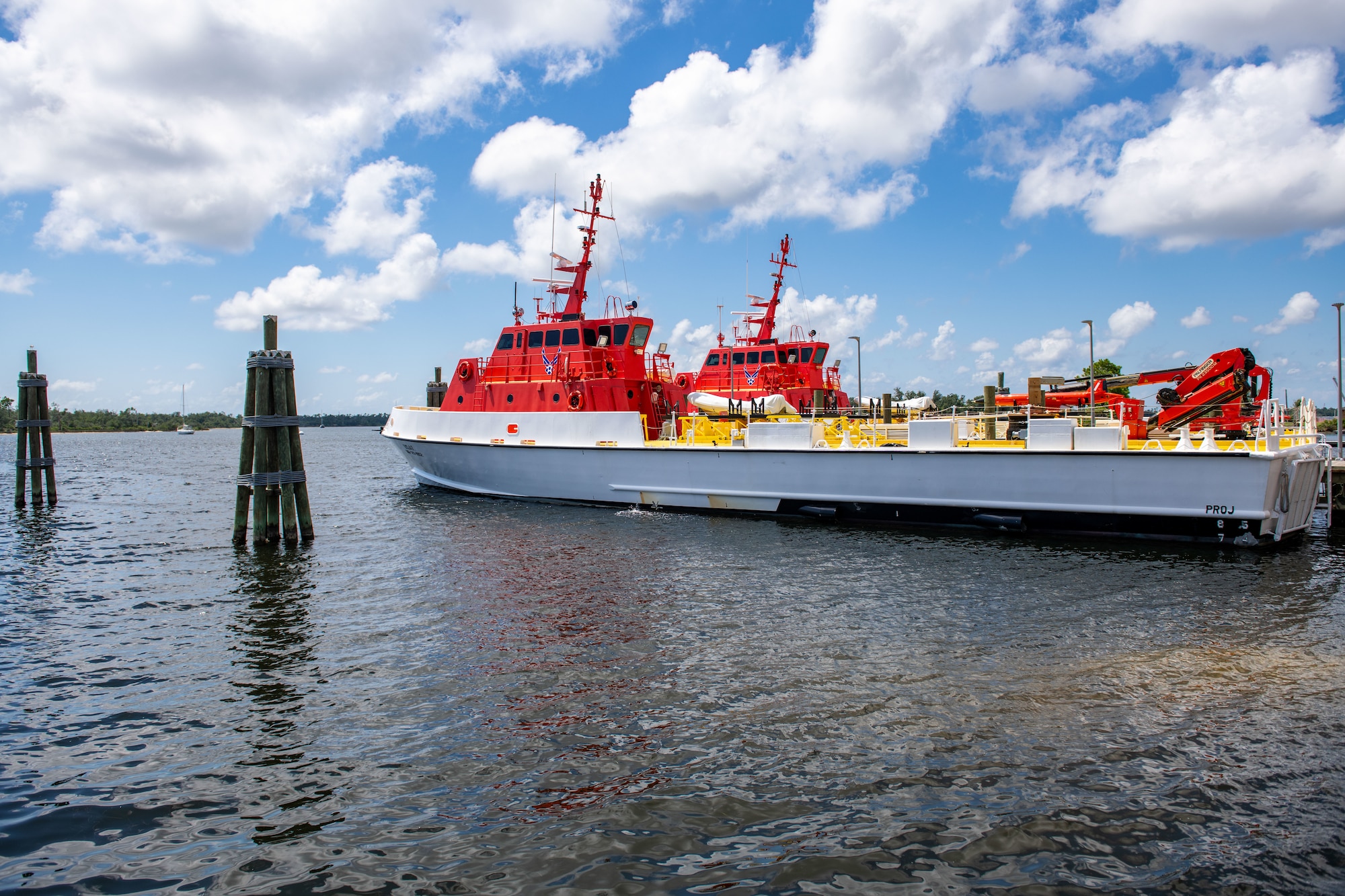 Two large boats docked in Pearl Bayou.