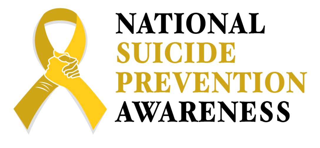 National Suicide Prevention Awareness graphic with yellow ribbon