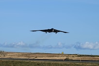 Three B-2s are on their last mission before returning to their home station. The BTF provides aircrews the ability to forward posture strategic bombers within the European theater, enabling integration with NATO Allies and partners to advance the ability for the allies to operate as a single, cohesive force.