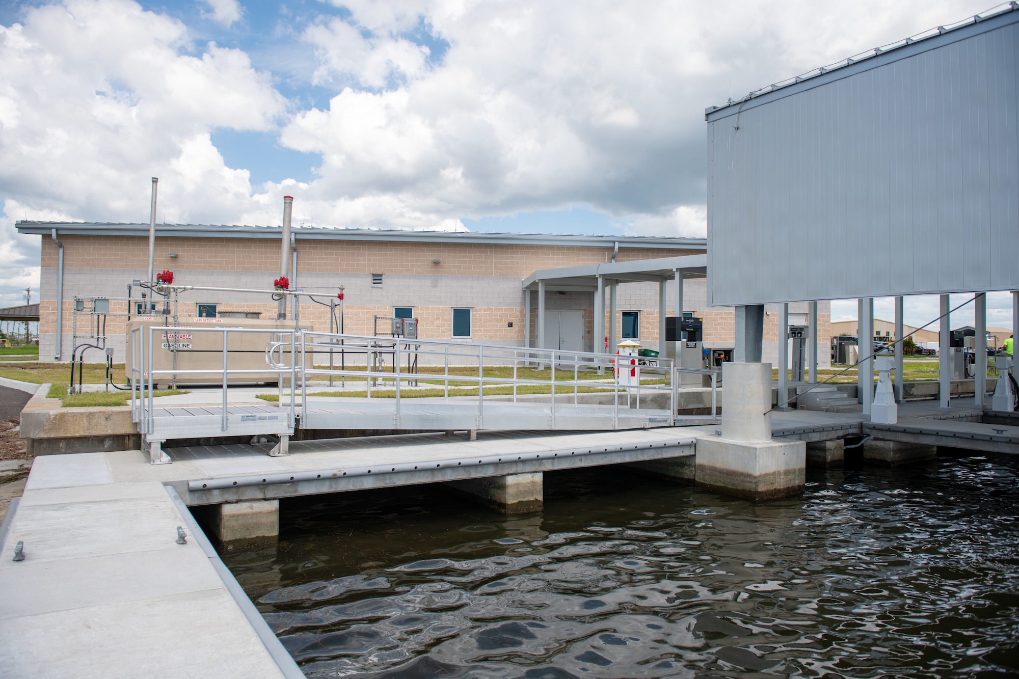 Building and boat docks on the water front.