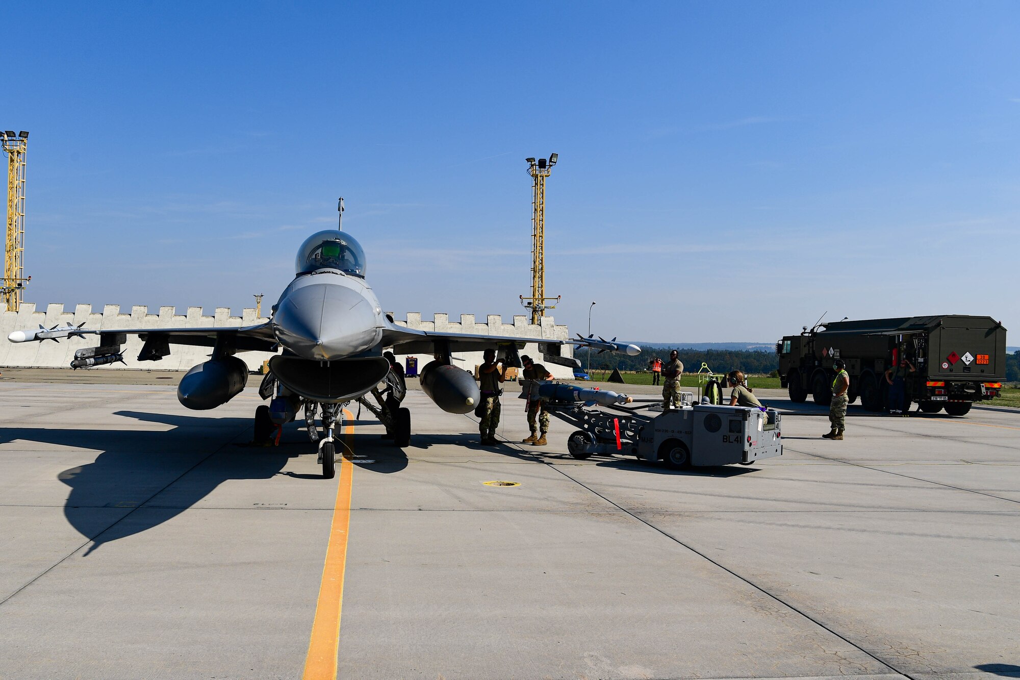 An F-16 Fighting Falcon from the 510th Fighter Squadron, Aviano Air Base, participate in the Agile Combat Employment Exercise Ample Strike.