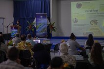 Dr. Suchana (Apple) Chavanich, a Professor at Chulalongkorn University in Thailand, teaches a class on coral restoration in South East Asia during the Coastal Resilience Workshop on Koror, Republic of Palau, Sept. 13, 2023. The CRW aims to improve partner capacity related to biodiversity, coral reef and other eco-system health, economic impacts and long-term sustainability on islands. (U.S. Marine Corps photo by SSgt. David Bickel)