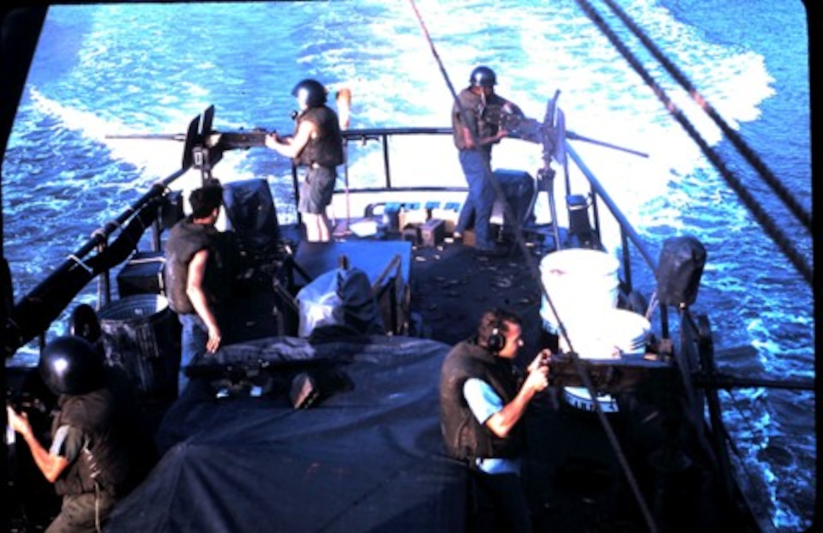 Fantail of the Point Banks showing the .50 caliber machine guns used to cover Villareal’s nighttime extraction mission. (U.S. Coast Guard)