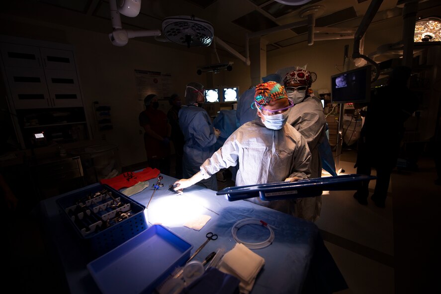 medical surgical technician prepares equipment in military treatment facility
