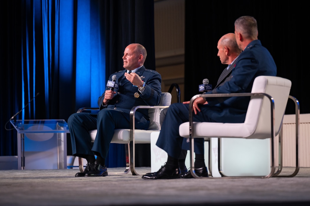 U.S. Air Force Maj. Gen. Duke A. Pirak, deputy director, Air National Guard (ANG), speaks during a panel at the 2023 Air, Space & Cyber Conference in the National Harbor, Maryland, Sep. 13, 2023.
