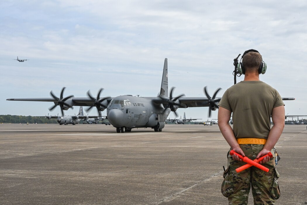 An Airman stands on the flightline.