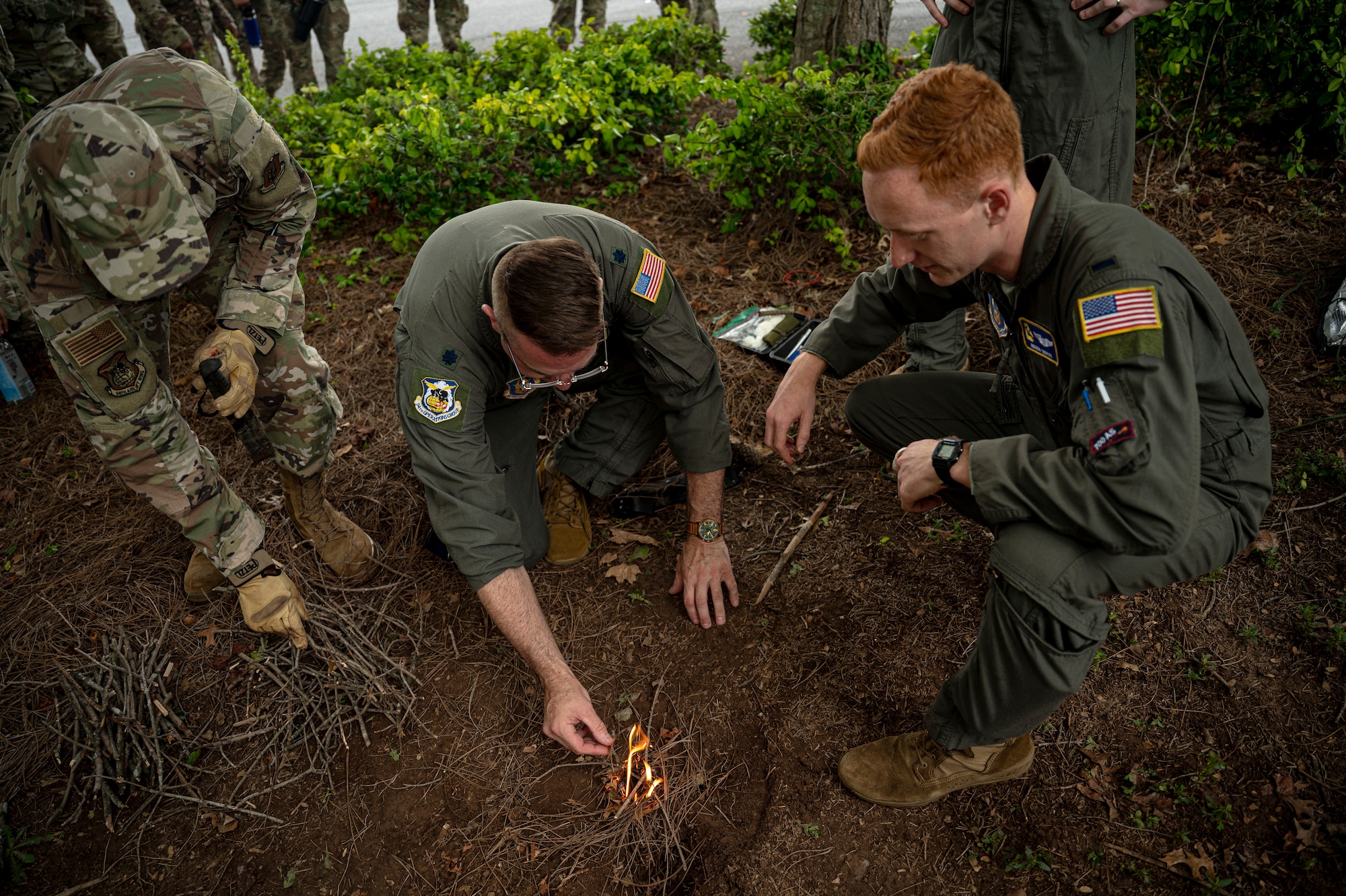 Airmen start a fire