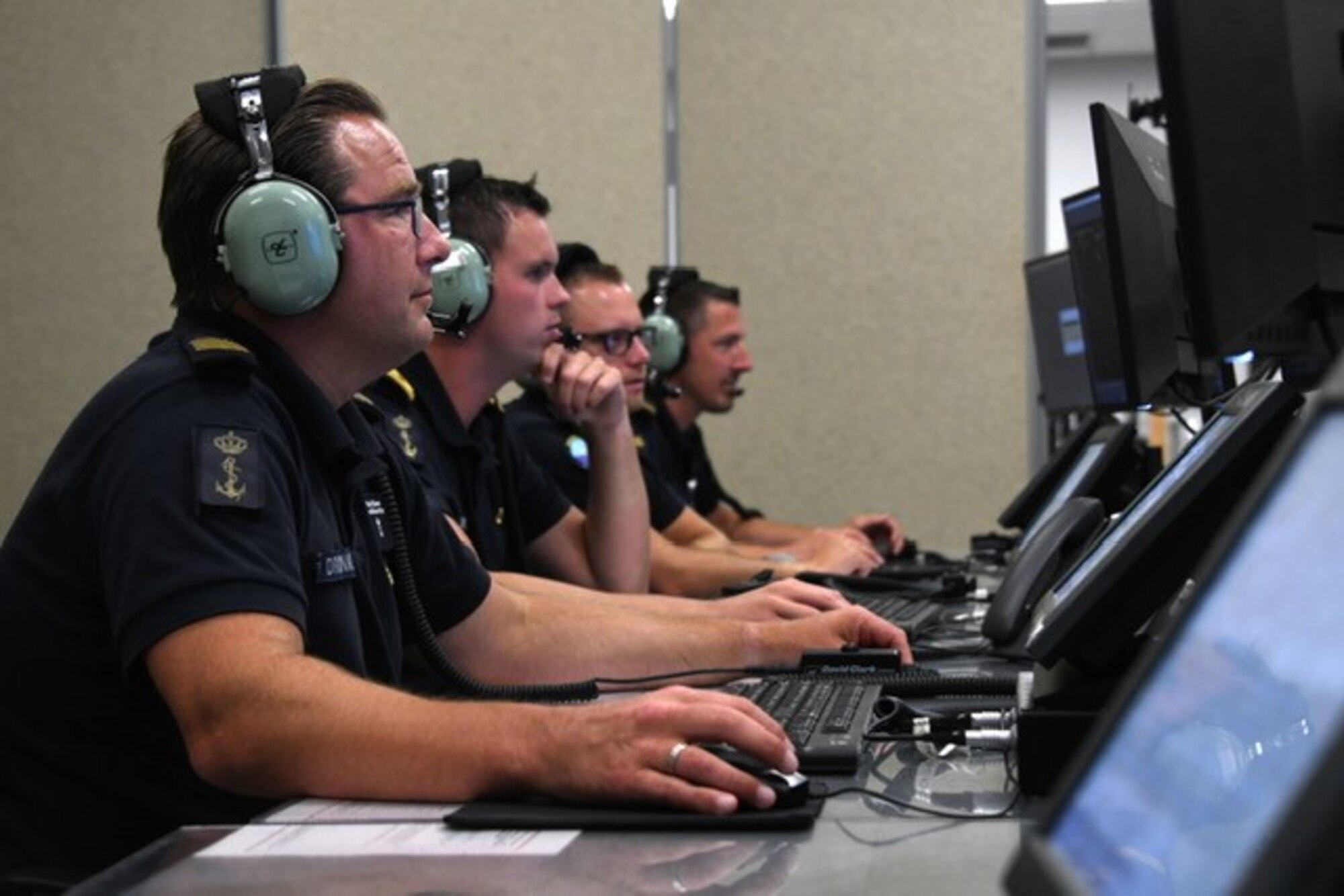 Royal Norwegian Navy aircraft controllers simulate a training mission during exercise Neptune Protector, Sept. 8, 2023, at Luke Air Force Base, Arizona.