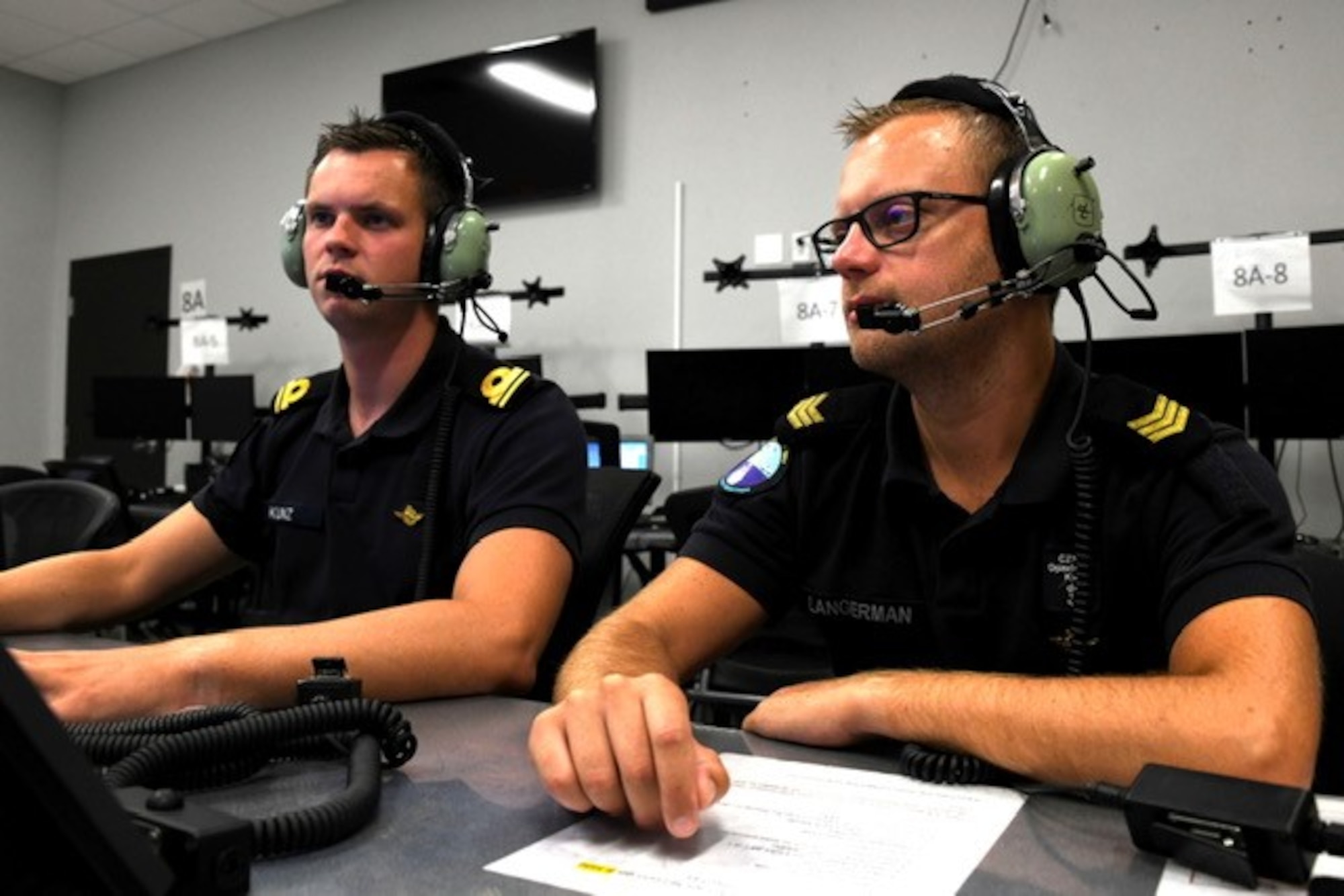 Royal Norwegian Navy aircraft controllers simulate a training mission during exercise Neptune Protector, Sept. 8, 2023, at Luke Air Force Base, Arizona.