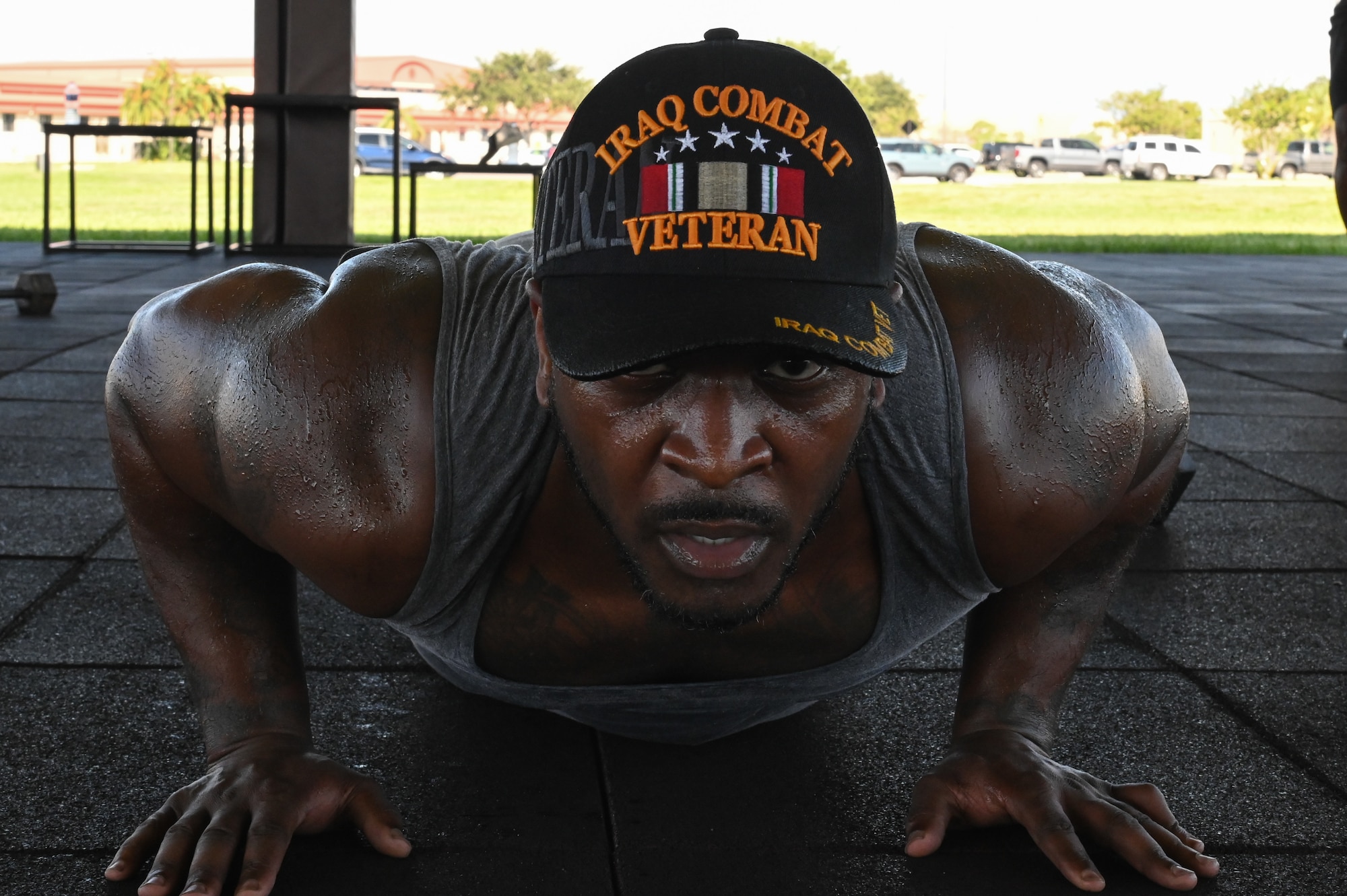 A service member participates in a fitness during Helton Week, at MacDill Air Force Base, Florida, Sept. 13, 2023.