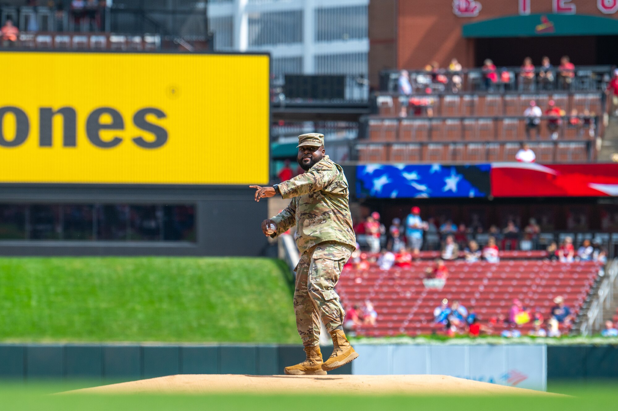 Scott Airmen during First Responders Appreciation Day at Busch Stadium