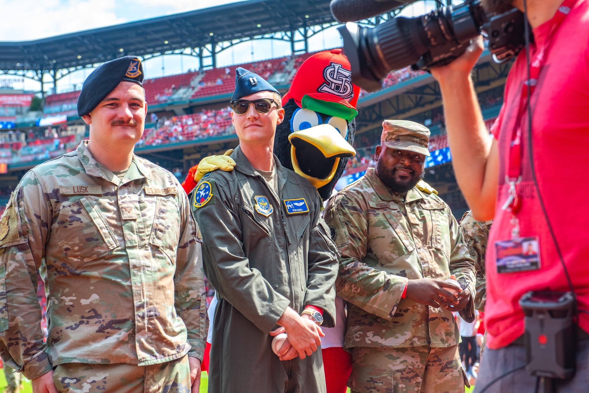 Scott Airmen during First Responders Appreciation Day at Busch Stadium