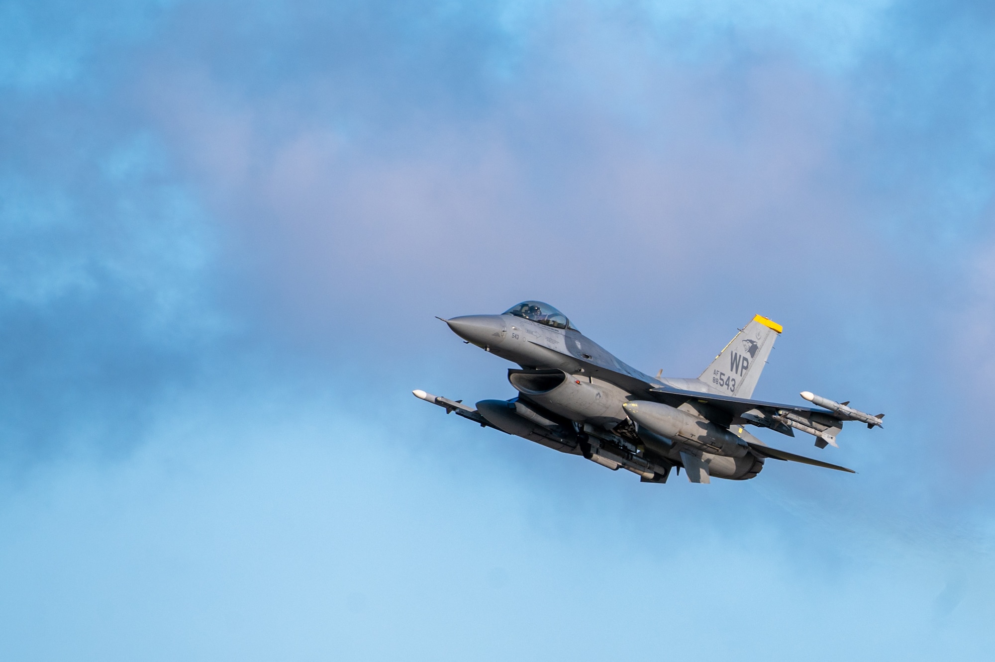 An F-16 Fighting Falcon assigned to the 80th Fighter Squadron takes off during Beverly Pack 23-3.