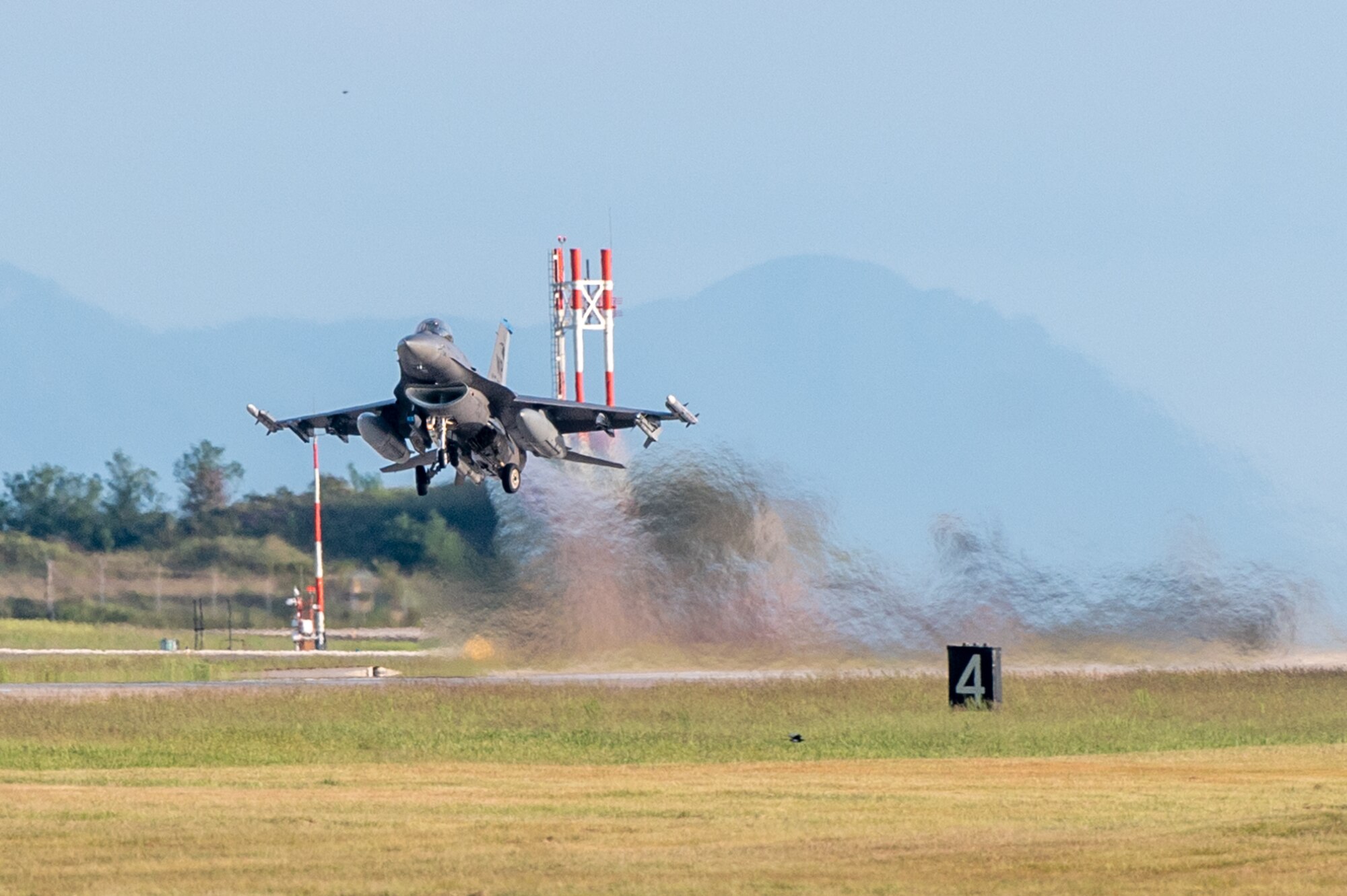 An F-16 Fighting Falcon assigned to the 35th Fighter Squadron takes off during Beverly Pack 23-3.