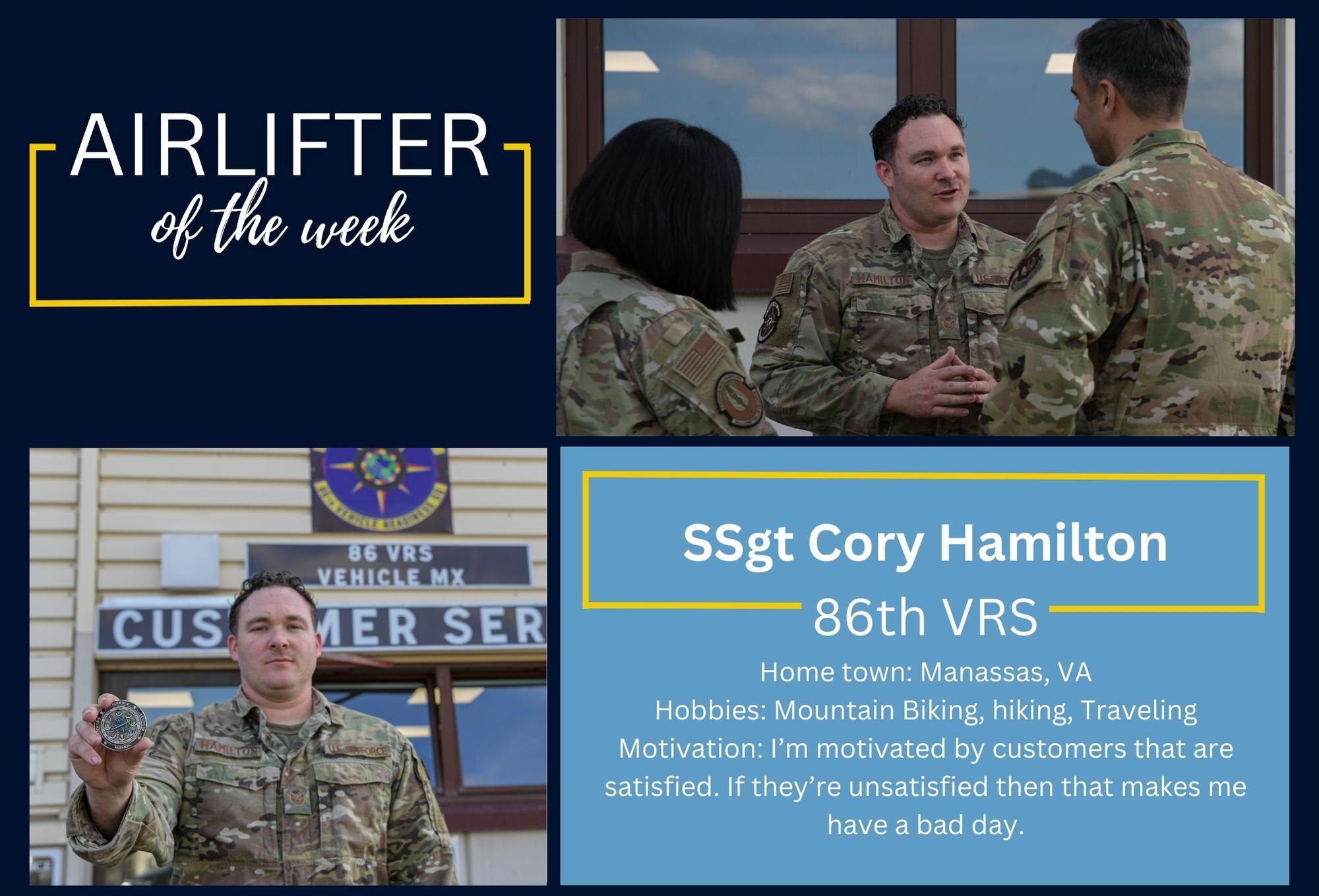 A graphic showing Airlifter of the Week