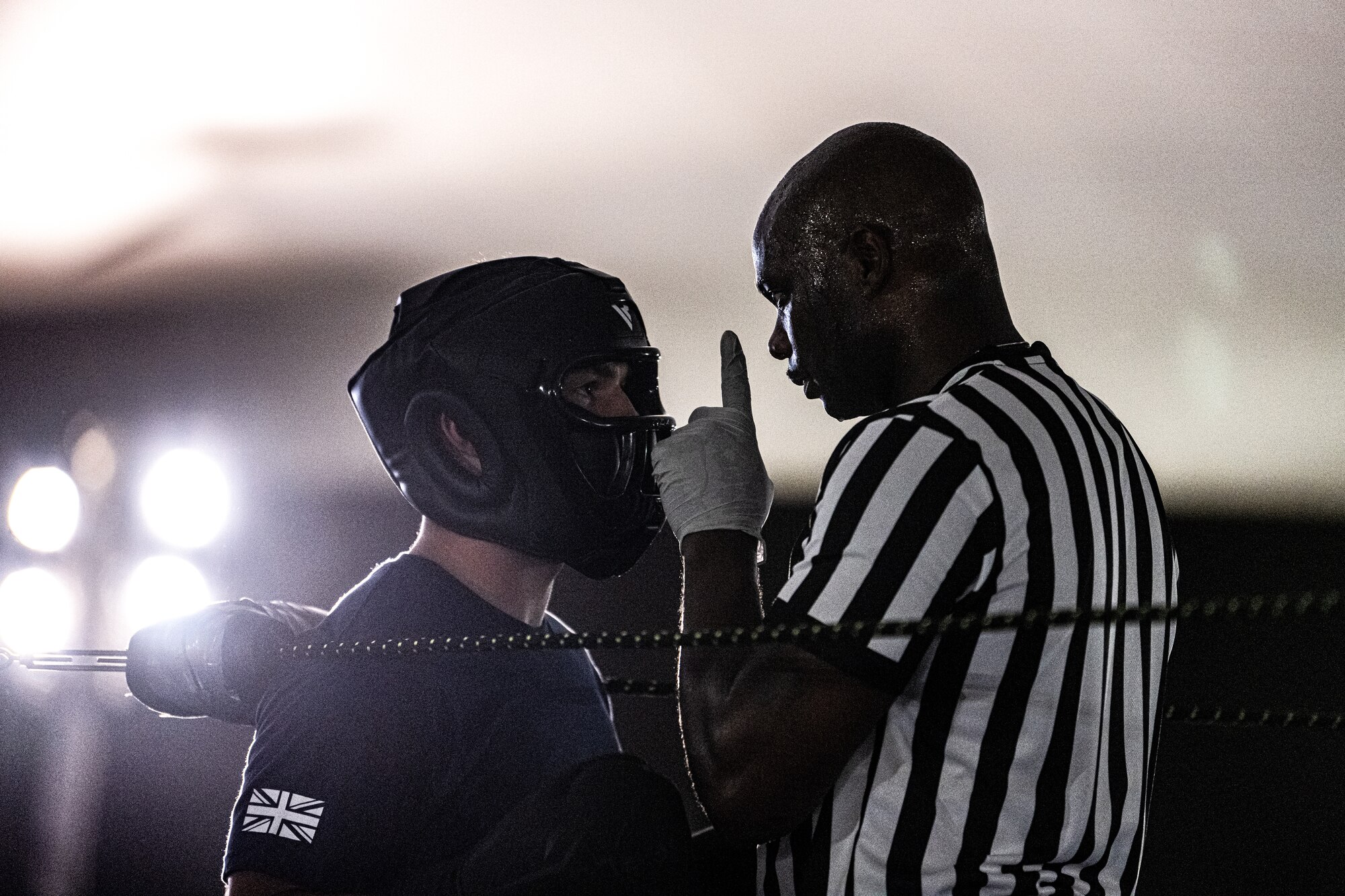 Referee checking on a boxer