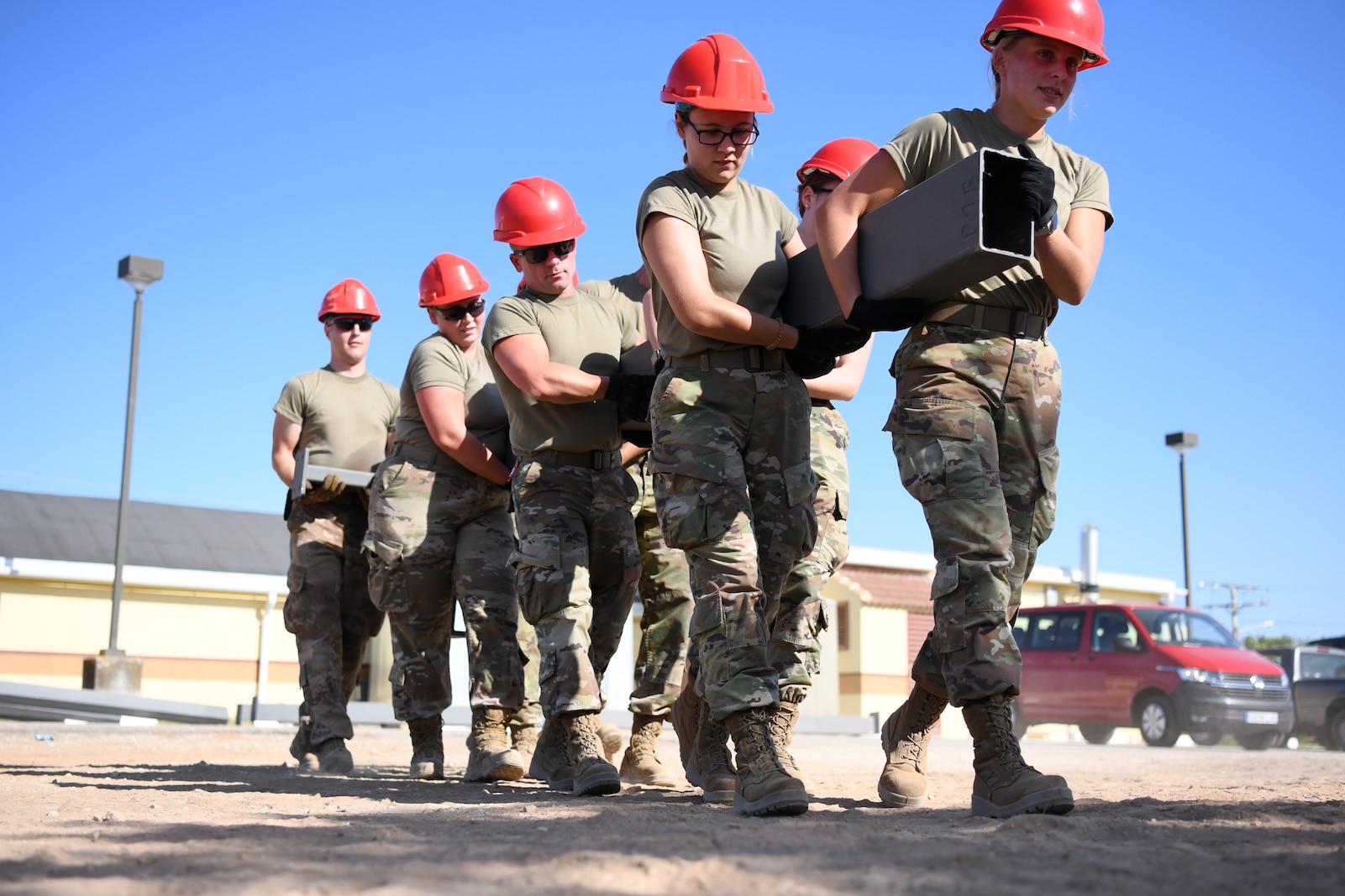 Airmen from the 200th Rapid Engineer Deployable Heavy Operational Repair Squadron Engineer (RED HORSE) from the Ohio Air National Guard, complete various construction projects while performing annual training, July 30, 2023, at Moron AB, Spain.