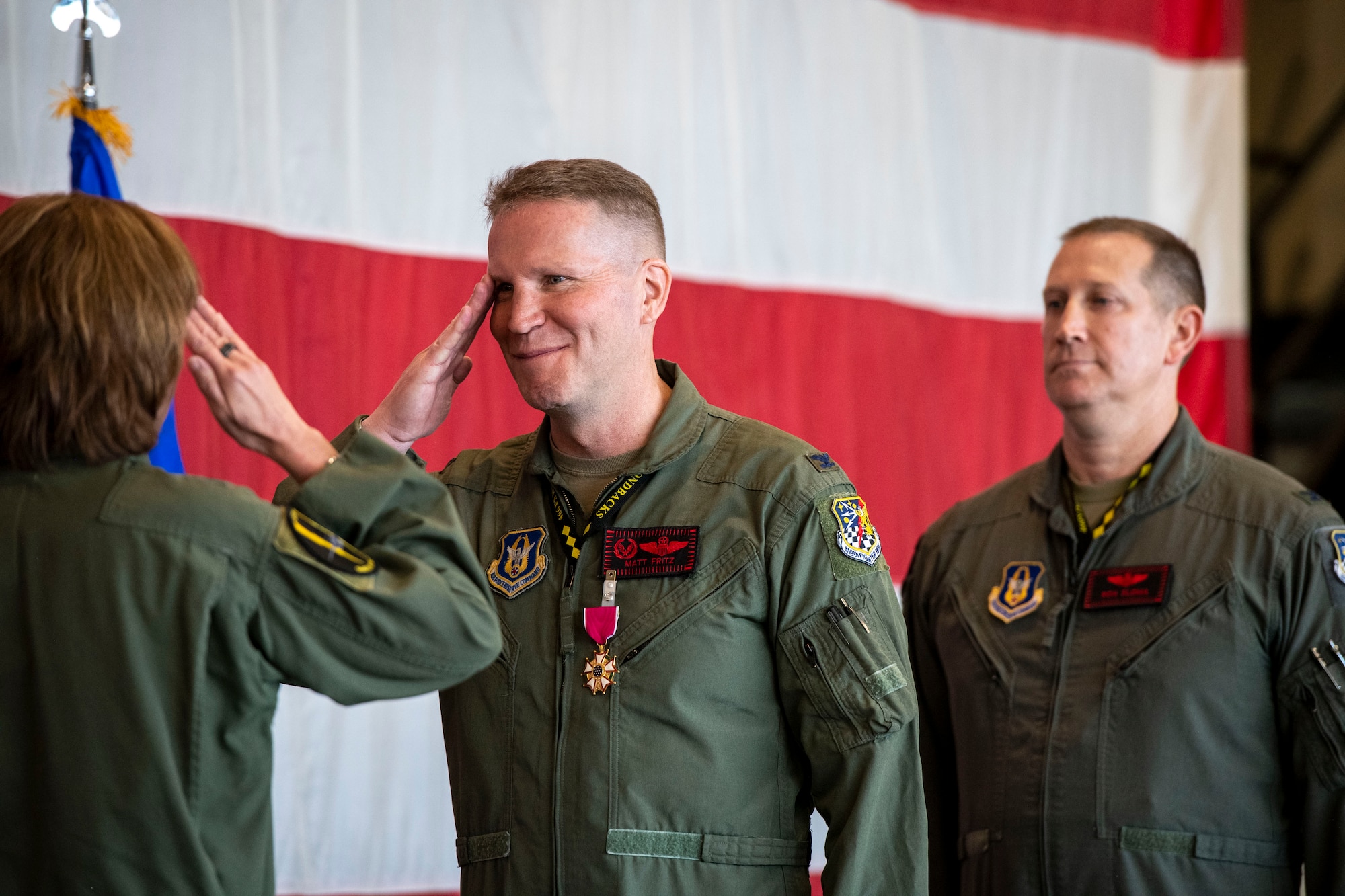 Brig. Gen. Regina Sabric, commander of the 10th Air Force, hosts the Change of Command Ceremony as 419th departing commander, Col. Matthew Fritz, relinquishes command to incoming commander Col. Ronald Sloma at Hill Air Force Base, Utah, Sept. 9, 2023.